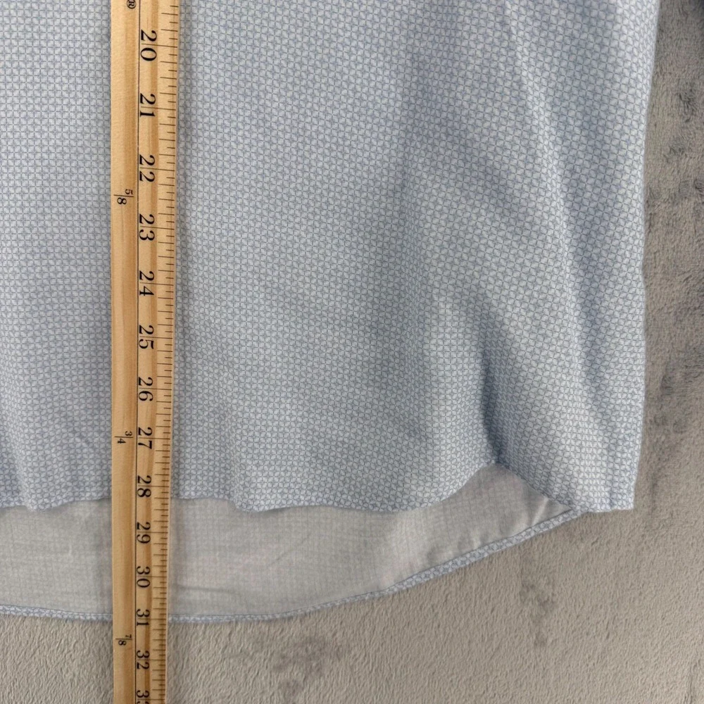 Peter Millar Mens XXL Light Blue‎ Geometric Print Long Sleeve Button Down Shirt